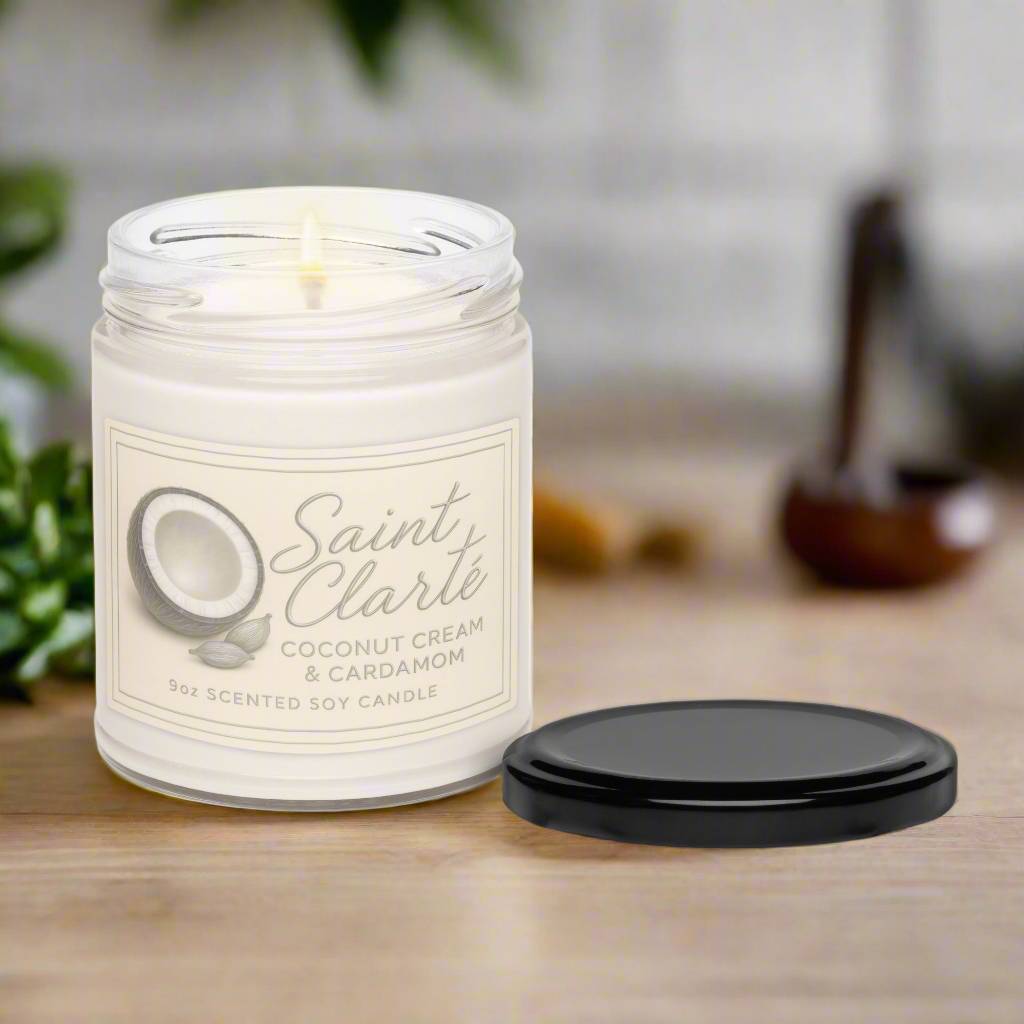 Saint Clarté: Coconut Cream & Cardamom Soy Candle (9oz)