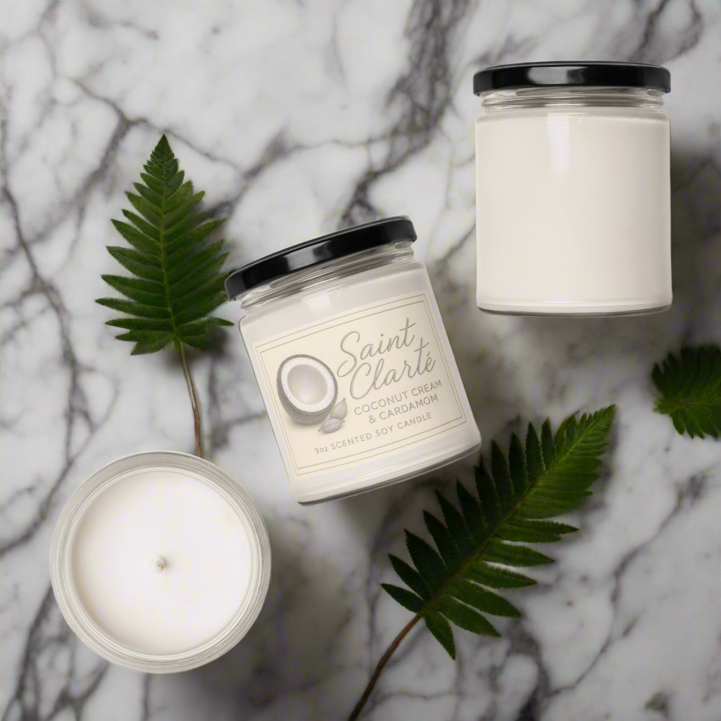 Saint Clarté: Coconut Cream & Cardamom Soy Candle (9oz)
