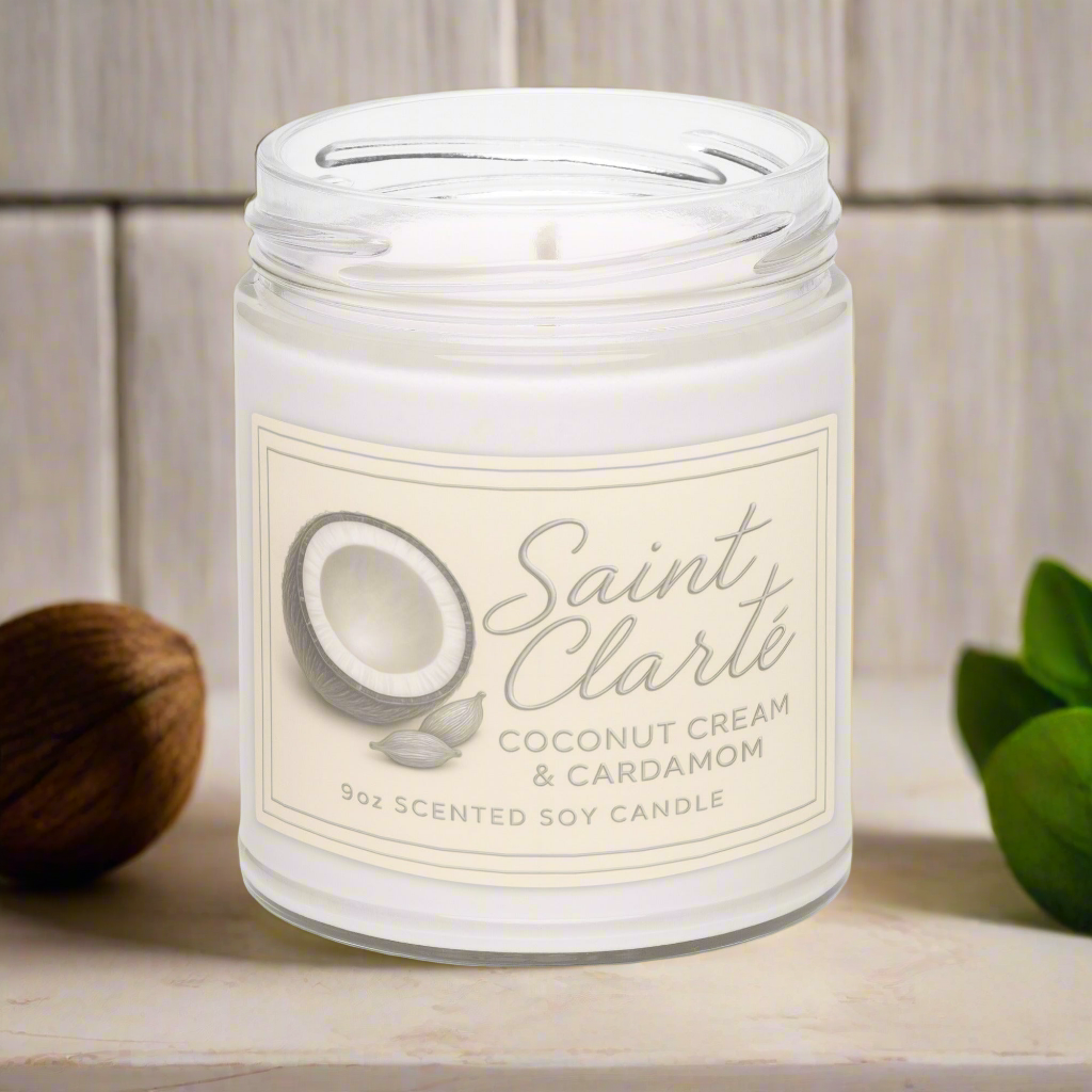 Saint Clarté: Coconut Cream & Cardamom Soy Candle (9oz)